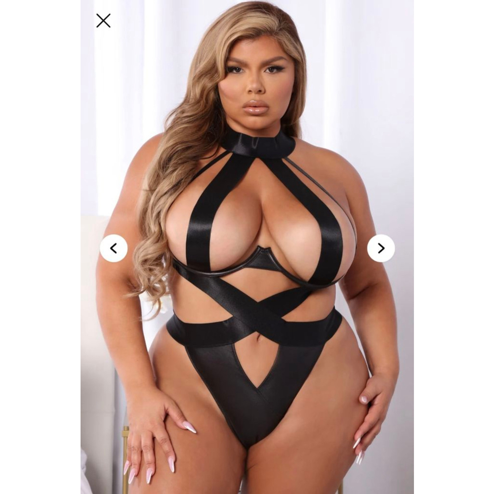 Fashion‎ Nova Your Favorite Distraction Strappy Teddy L/XL Black